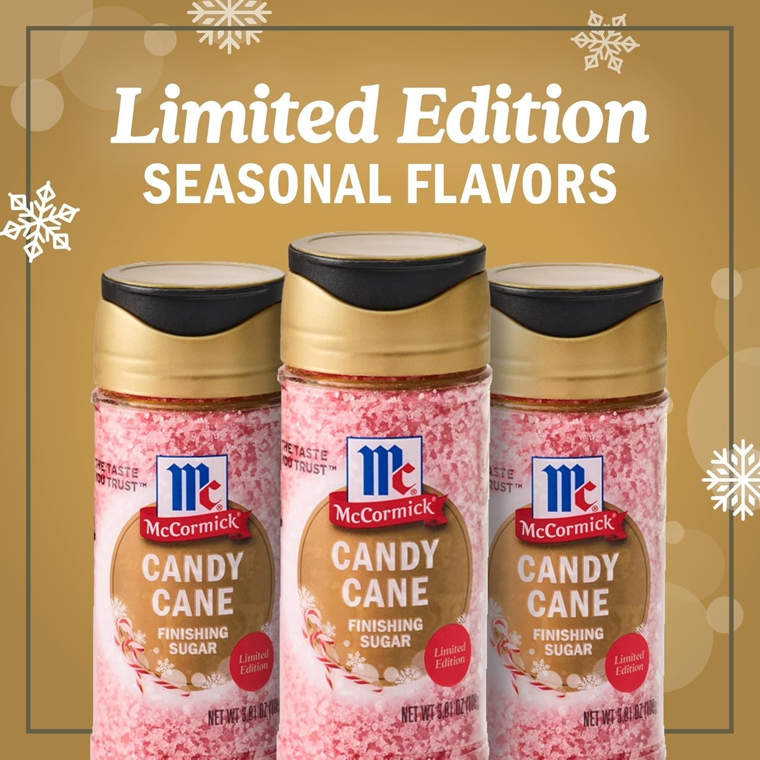 McCormick Finishing Sugar, Candy Cane, Limited Edition, Sweet Peppermint 3.81 oz