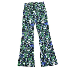 Mirae Paris Women's ae Pattern GreenMulticolor Stretch Flare Pants Size 34 US 2