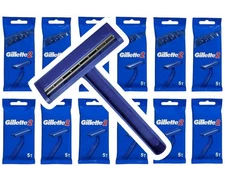 Gillette Disposable Razors – 12 Packs of 5 (60 Razors) – No Lubricant Strip