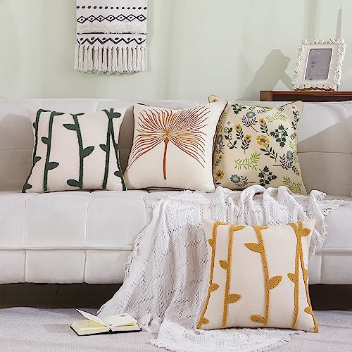 Decorative Pillowcases 16x16 inch Pack of 2 Embroidered Throw Pillow Covers - Picture 6 of 8