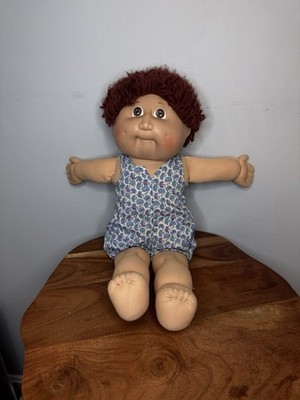 Vintage Cabbage Patch Kids Doll Curly Loop Auburn Hair Dimples Brown Eyes