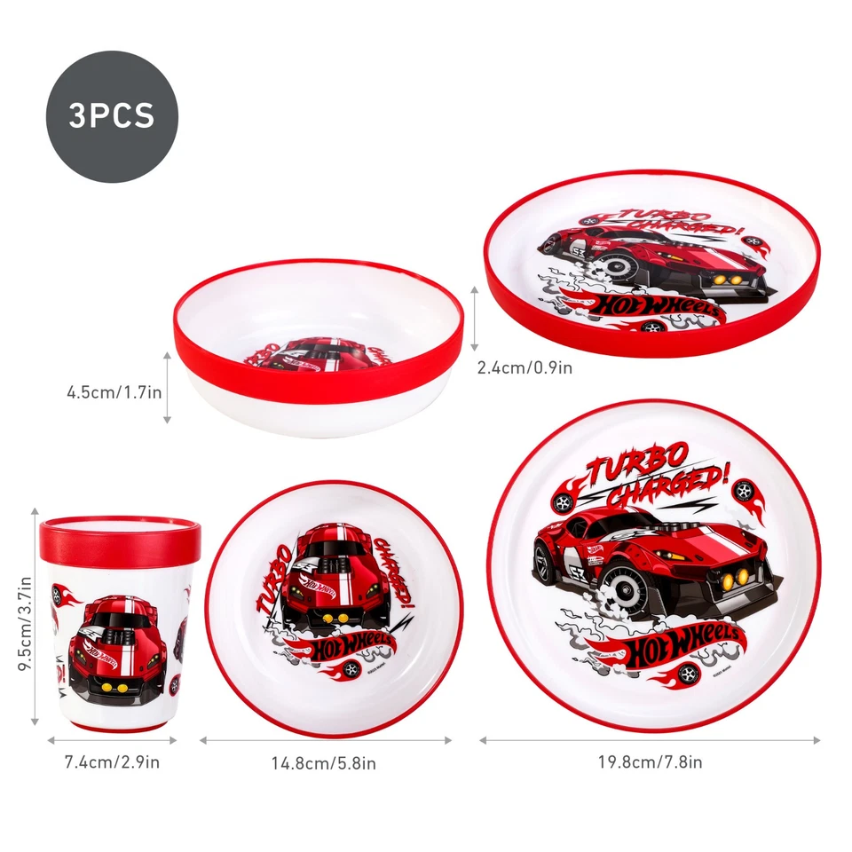 Hot Wheels Kids 6 Piece Dinnerware Cutlery Set - Plate/Bowl/Cup/Knife/Fork/Spoon - Image 2 of 4