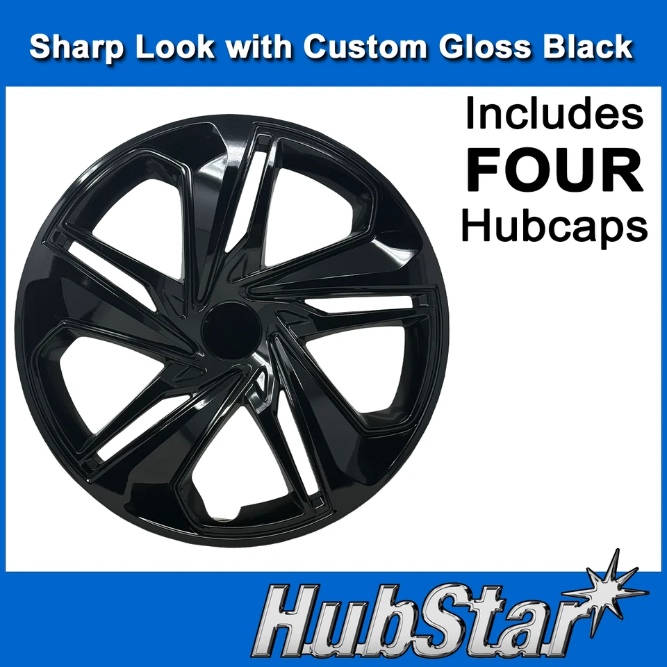 NEW Hubcap Set for Honda Civic 2019-2021, Premium Replica Gloss Black 16" 55103 - Image 2 of 4