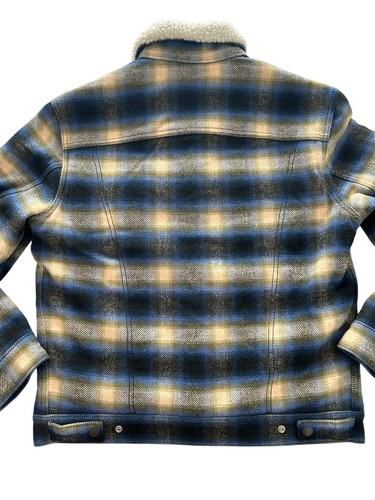 Levi's Men's Blue Plaid Print Sherpa Trucker Jacket Sz Medium Standard Fit NWT - Picture 12 of 17