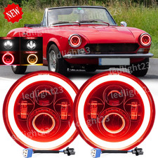 2PCS Fit FIAT 124 Spider 1966-1985 7" LED Headlight DRL Hi/Lo Beam + Turn Signal