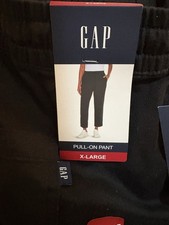 NWT GAP Women  s Easy Pull-On Pants Black Elastic Drawstring Waist Ankle Sz XL