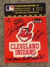 CHELCIE ROSS EDDIE HARRIS MAJOR LEAGUE SIGNED CLEVELAND INDIANS STICKER JOBU!