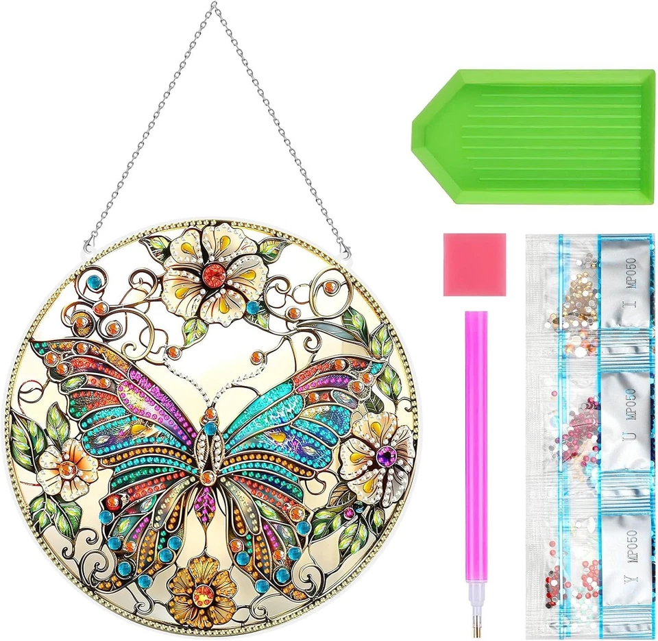 HENGBIRD Diamond Painting Fensterbilder Schmetterling Diamant Painting Fensterbild
