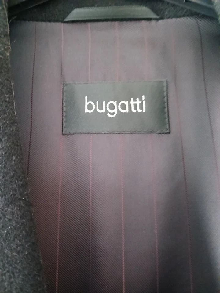 Bugatti Mens Long Coat 42R Superfine Wool Cashmere Black Overcoat  - image 3 of 4