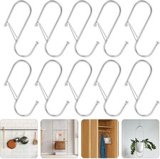 10 Pcs Metal S Shaped Hooks Hanging Safety Buckle AntiSlip Silver Black pan loop