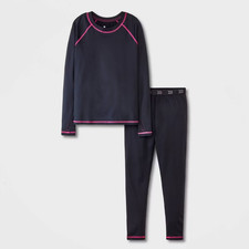 All In Motion Mid-Weight Youth Thermal Set Size 8 Black Girls