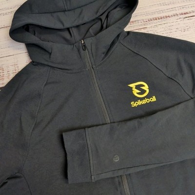 Lululemon Hoodie Mens Medium Black City Sweat Full Zip Pockets Hooded Spikeball
