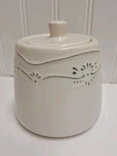 Zara Home Small Canister With Lid - Cream With  Light Grey Accents