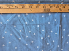WHITE STARS ON MEDIUM BLUE COTTON BLEND FABRIC 2 1/2 YARDS X 44" WIDE