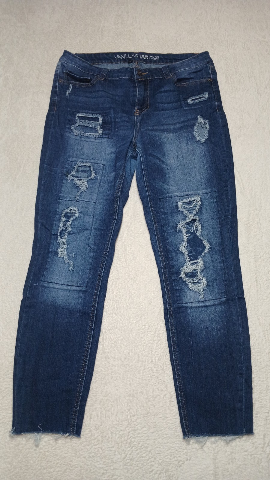 Vanilla Star Mid-Rise Skinny Distressed Denim Stretch Jeans Size 13