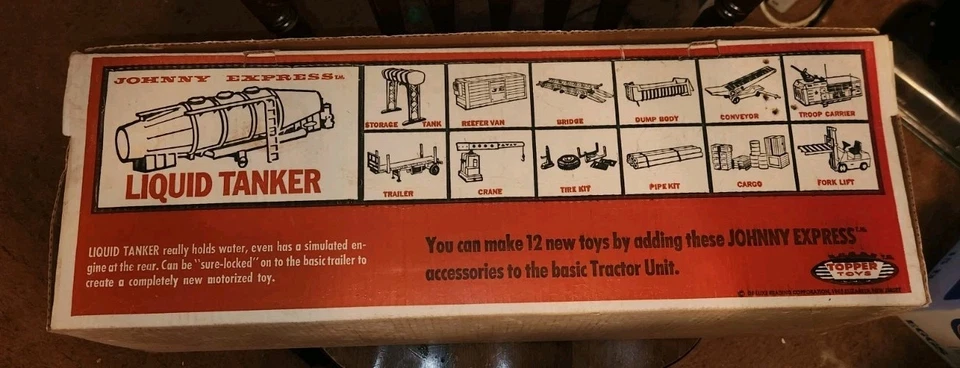 De colección 1965 Topper Toys Johnny Express cisterna líquida con caja ATTIC FIND Foto 2 de 4