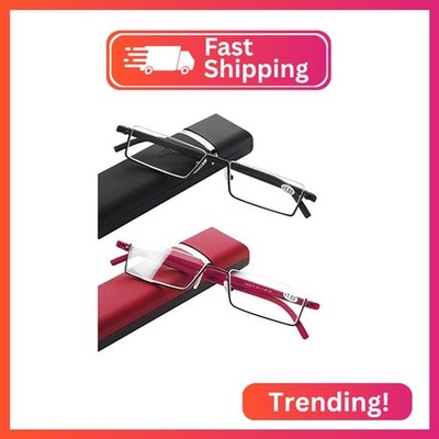 COVESATO 2 Pack Half Frame Reading Glasses for Men and Women Lightweight Compute