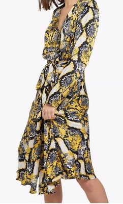 Ghost  London Meryl Satin Button Rare Snakeprint Dress  XS