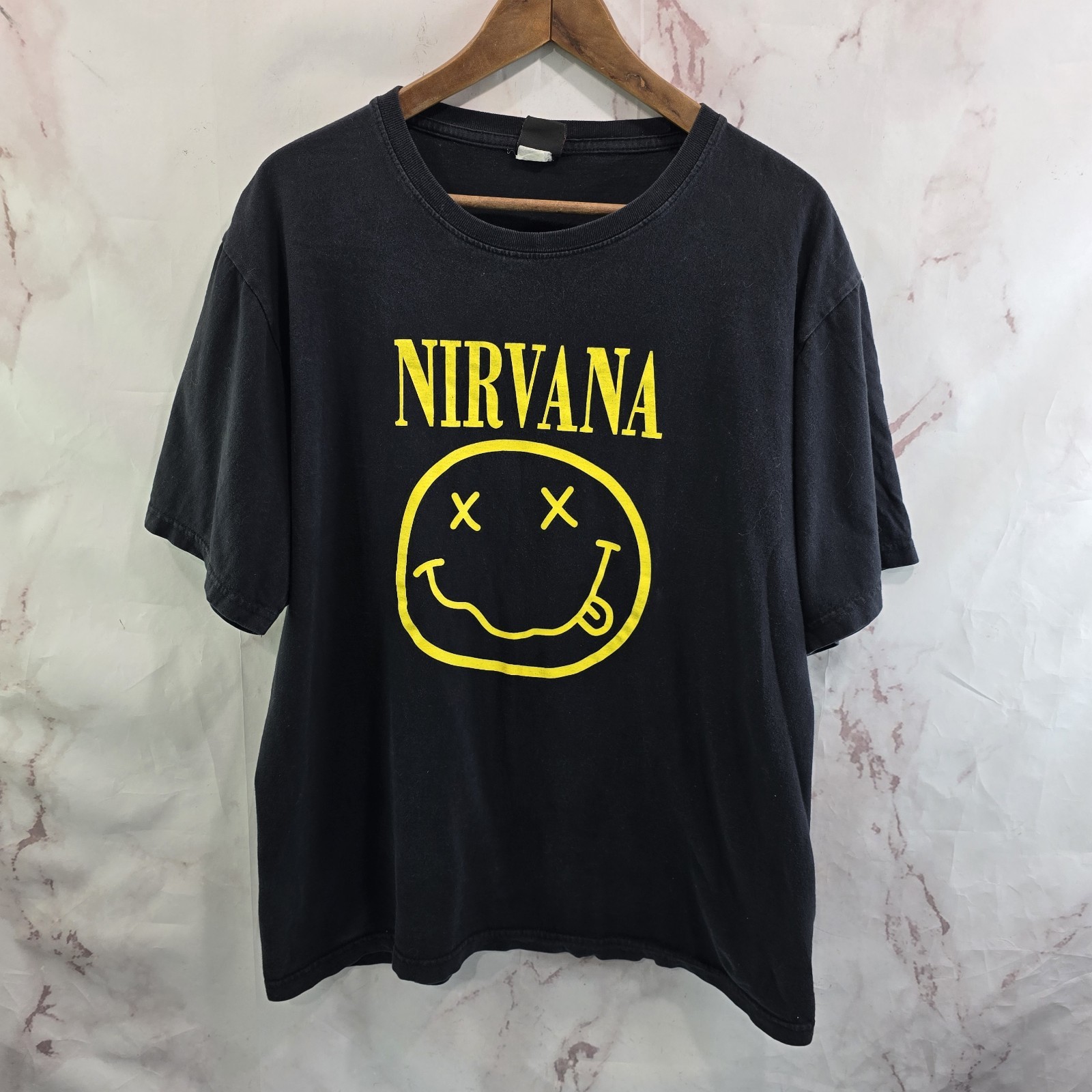 Vintage Nirvana T Shirt Mens Large Nevermind Smiley Smile 90s Y2K GTS Tag Rare