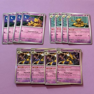 4x Abra 4x Kadabra 4x Alakazam Pokemon TCG Mega Evolution Playset NM