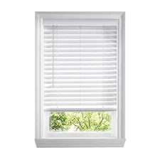 White Cordless Faux Wood Blinds for Windows with 2 In. Slats - 11 In. W X 72 In.