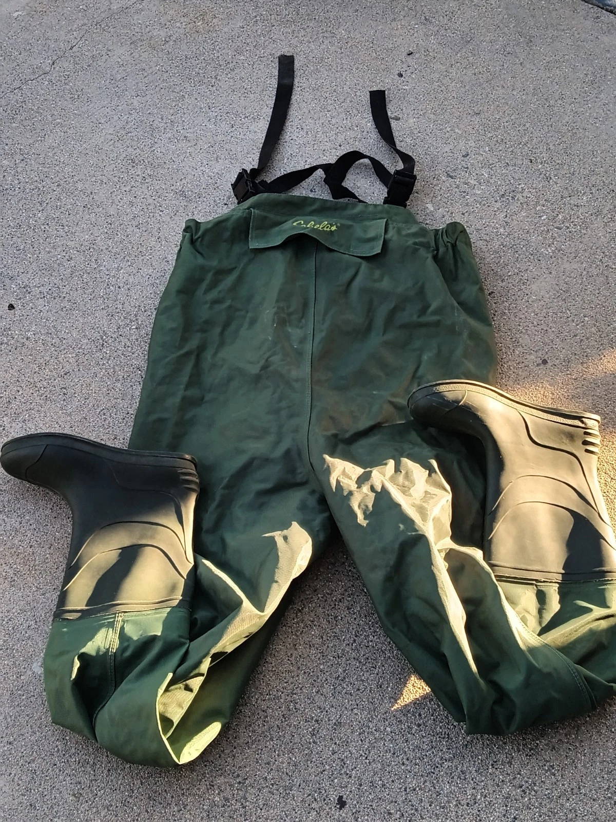Cabela’s Chest Waders w/ Boots Green Mens Large Fishing Hunting 33” Inseam