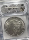 1921 $1 Silver Morgan Dollar ICG MS62