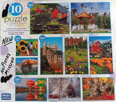Mega Puzzles 10 Puzzle Collection Architecture Nature Animals Cat Bear Pig Barn