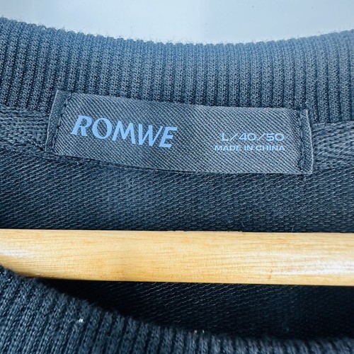 Romwe Black Red Graphic Skull Long Sleeve Crew Neck Pullover Sweatshirt Size L - Picture 6 of 7