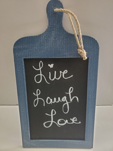 Chalkboard Wall Decor Blue Live Laugh Love 17" Hanging Distressed Beach GIFT - Picture 7 of 12
