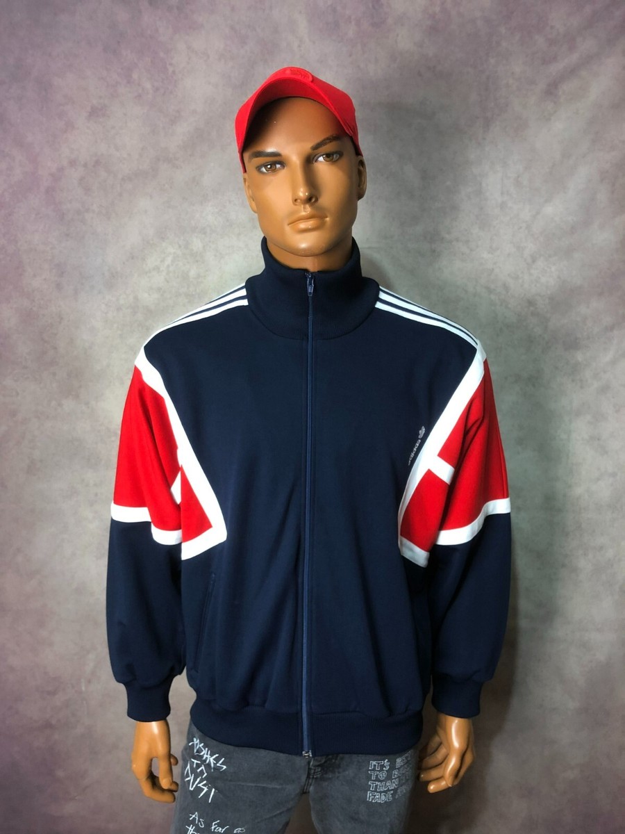 Vintage 80s Mens Adidas Originals TREFOIL Made Hungary Navy Red