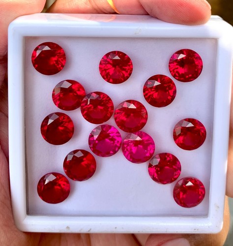 15 Pcs Natural Red Mogok Ruby Round 10.00 MM Certified Treated Loose Gemstone - Picture 4 of 6