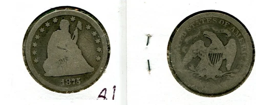 1875 P LIBERTY SEATED SILVER QUARTER TYPE COIN  GOOD 8290L