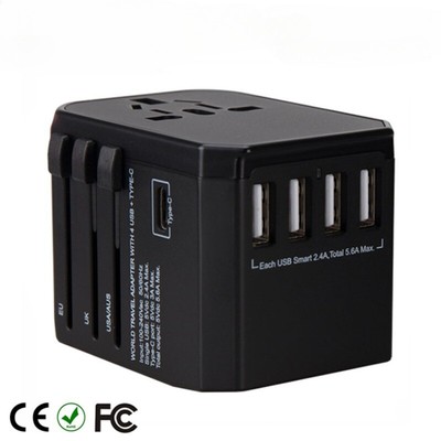 International Universal Travel Adapter 4 USB &Type-C Outlet Converter Wall Power