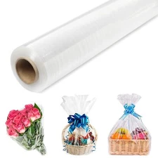 31.5" x 100ft 3mm Thick Clear Cellophane Wrap Roll Gift Baskets Food Flower