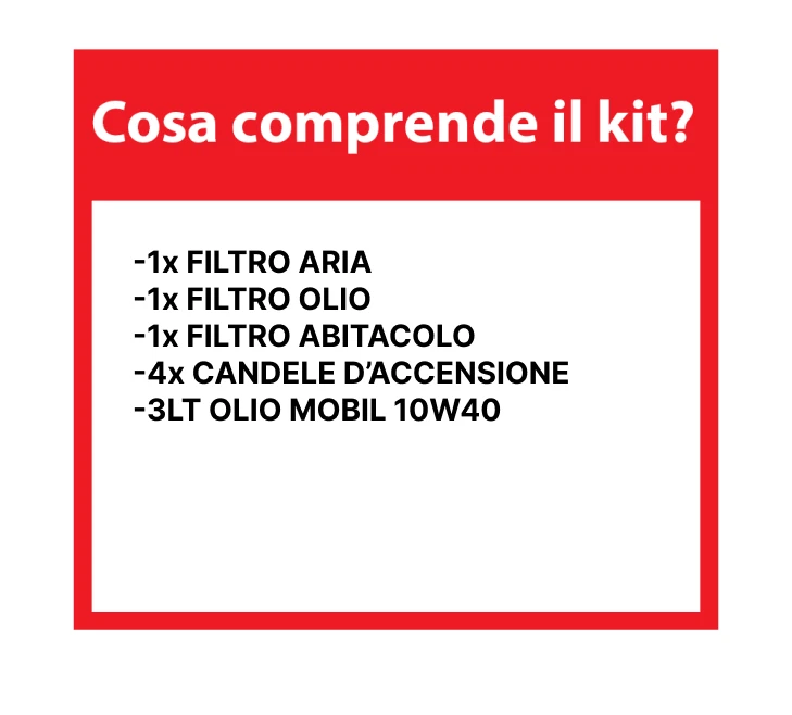 KIT TAGLIANDO + 4 CANDELE FIAT 500 PANDA 169 312 - 1.2 BENZINA 44 51 KW 60 69 CV - Immagine 3 di 4