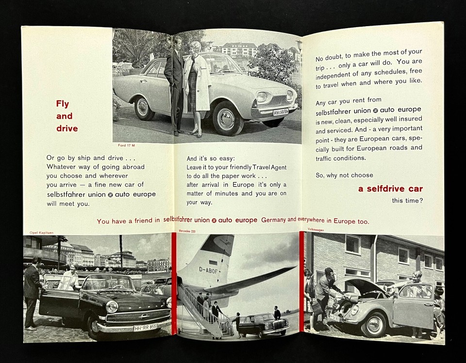 1960s Germany Rent A Car From Selbstfahrer Union Auto Europe Vintage