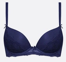 Figleaves Juliette Lace Navy Plunge Bra