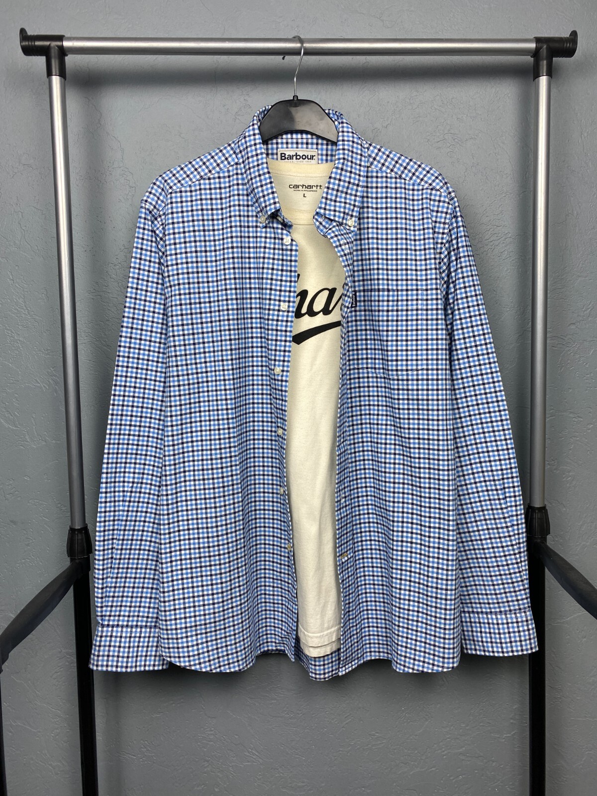 Barbour Vintage Mens Long Sleeve Check Shirt Size L