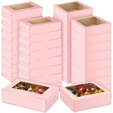 40 Pcs Bakery Boxes with Window 9 x 6 x 2.5 Inches 8 x 8 x 2.5 Inches Pink Co...