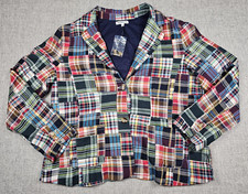 Northstyle Blazer Jacket Womens Xl Madras Plaid Patchwork Lined Boho