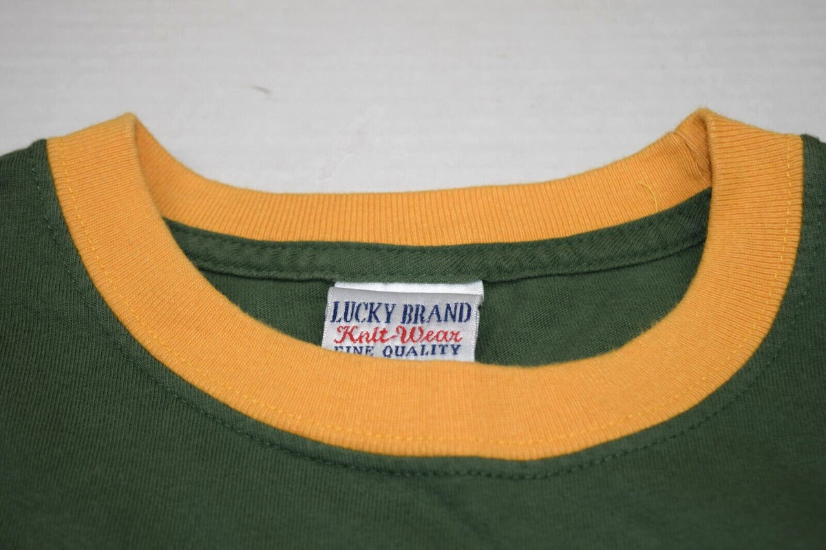 Vintage T-Shirt Lucky Brand Dungarees Size M 90s Graphic Green Shirt Made USA View 5