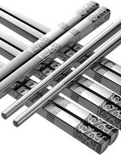 Metal Chopsticks Reusable 5 Pairs Stainless Steel Chopsticks Dishwasher Safe ...
