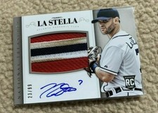 2014 National Treasures GAME USED JERSEY /99 Tommy La Stella #31 Rookie Auto RC