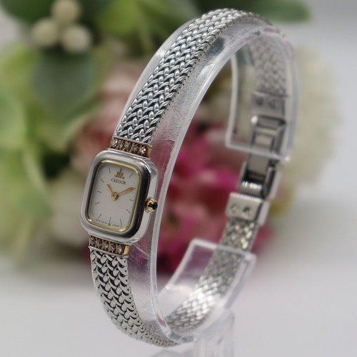 【Seiko】New battery Seiko Credor 1E70-5130 Quartz 10P Diamond 18KT+SS Square - Picture 3 of 8