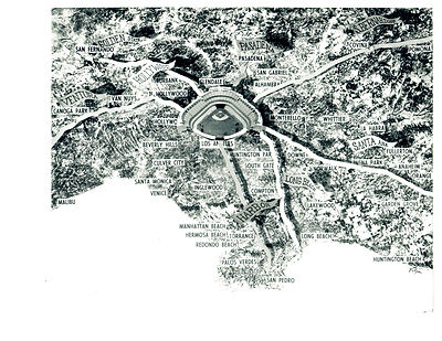 COOL SOCAL MAP LOS ANGELES DODGER STADIUM  8X10 PHOTO  BASEBALL CALIFORNIA