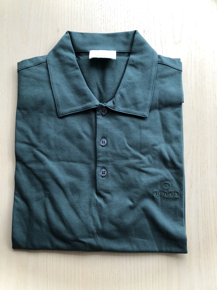 NEW OFFICIAL ROLEX GREEN POLO GOLF SHIRT MED MASTERS MADE IN ITALY 95%  COTTON