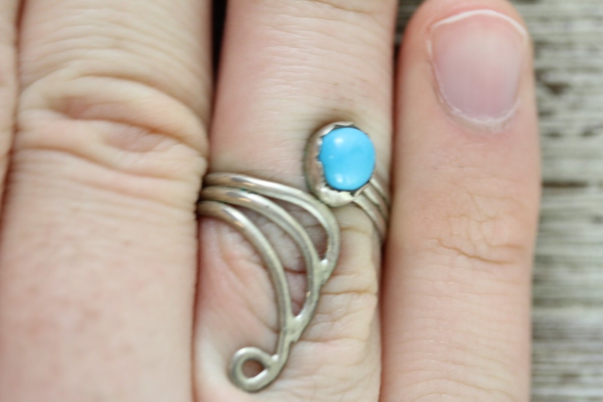 VINTAGE INDIAN NATIVE AM STERLING SILVER 925 TURQUOISE RING