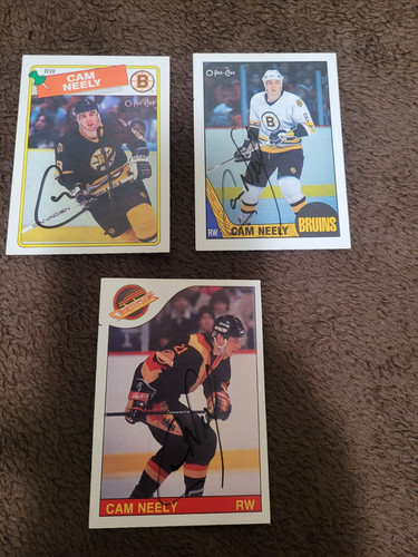 Cam Neely Boston and Vancouver Lot of 3 Hand Signed Cards NM Condition