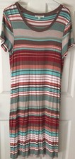 Spense Women’s Midi T-Shirt Dress Crewneck Stretch Size Medium Stripe Juniors